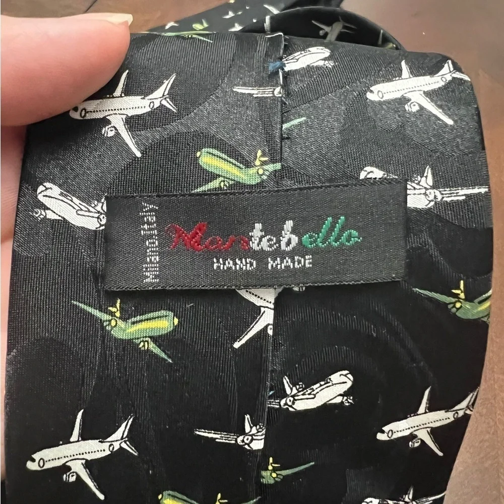 Italian Handmade Tie – Airplane Aero Pilot Print